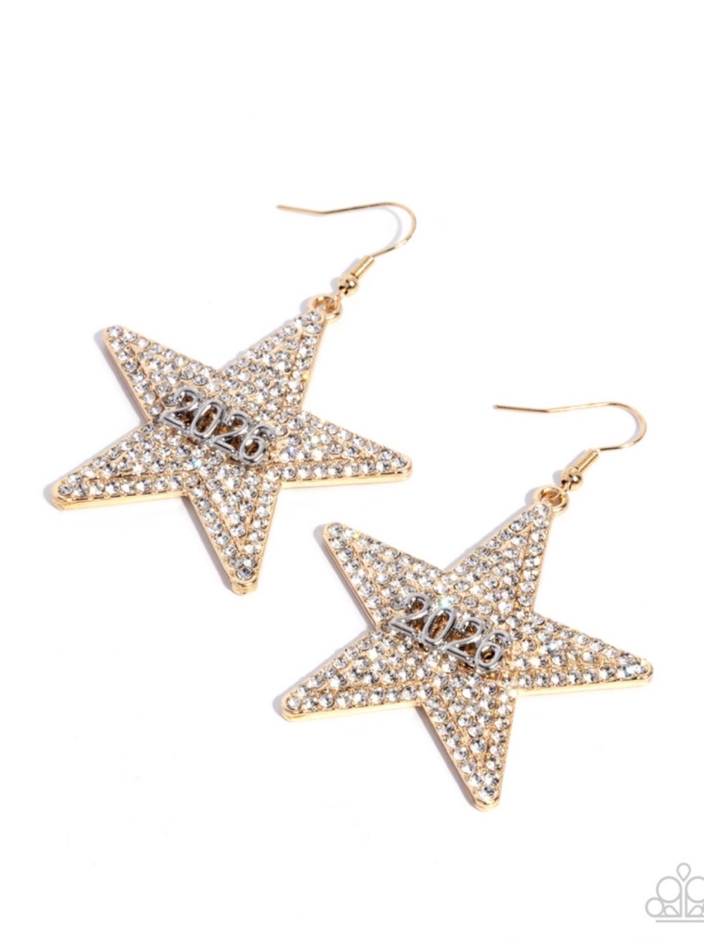 2026 Gold Star Drop Earrings with Crystals